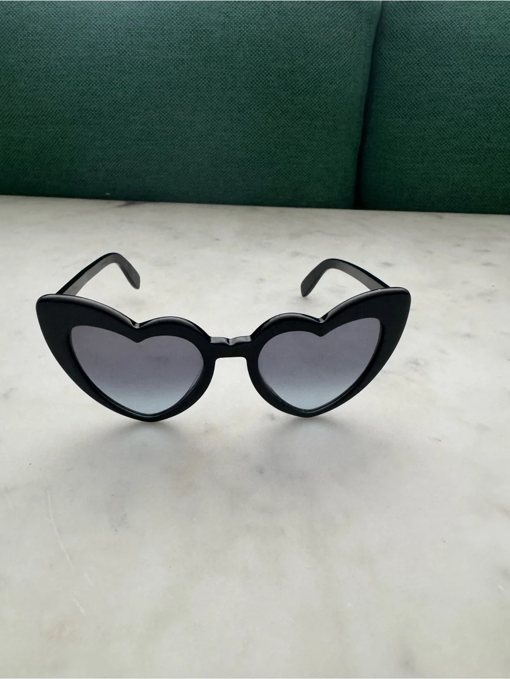 Saint Laurent Glossy Black Heart Frame Sunglasses with Gradient Lenses - Picture 2 of 3